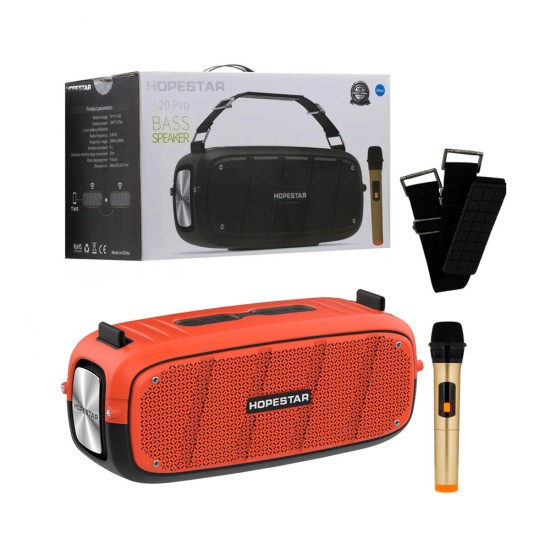 HOPESTAR PORTABLE BLUETOOTH SPEAKER A20 PRO TWS/HANDS-FREE/U DISK/TF/AUX WITH MICROPHONE SUPPORT POWER BANK 35W ORANGE